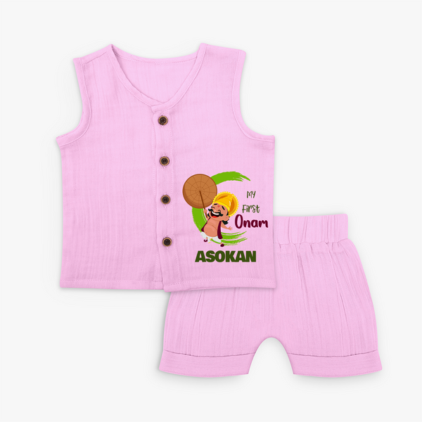 My First Onam Mahabali Celebration Jabla Shorts Set - BABY PINK - 0 - 3 Months Old (Chest 9.8")