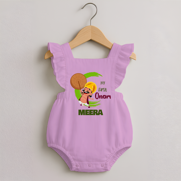 My 1st Onam Romper Frock | Custom Baby Romper Frock to Celebrate Your Baby's First Onam - BABY PINK - 0 - 3 Months Old (Chest 19")