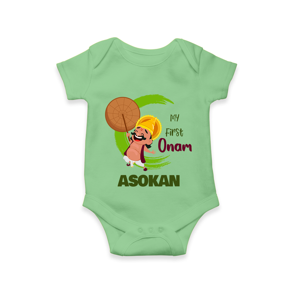 My First Onam Mahabali Celebration Romper - GREEN - New Born (Chest 14")