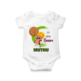 My 1st Onam Romper / Onesie | Custom Baby Romper / Onesie to Celebrate Your Baby's First Onam - WHITE - New Born (Chest 14")