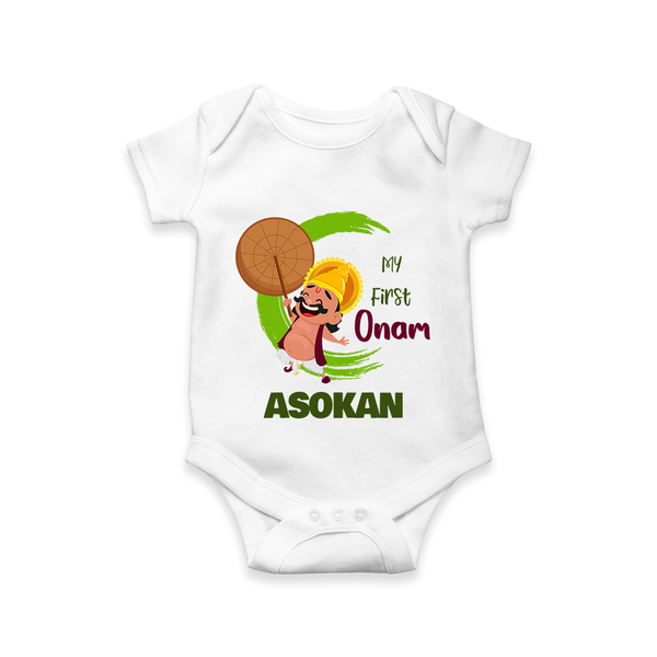 My First Onam Mahabali Celebration Romper - WHITE - New Born (Chest 14")