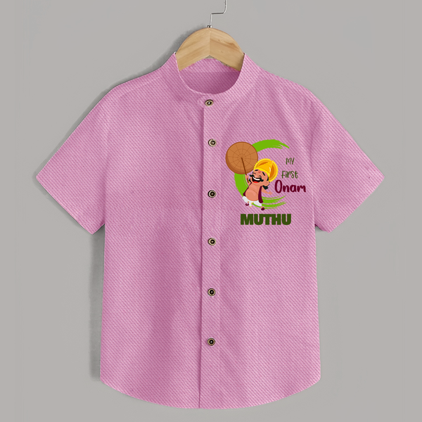 My 1st Onam Shirt | Custom Baby Shirt to Celebrate Your Baby's First Onam - BABY PINK - 0 - 6 Months Old (Chest 23")