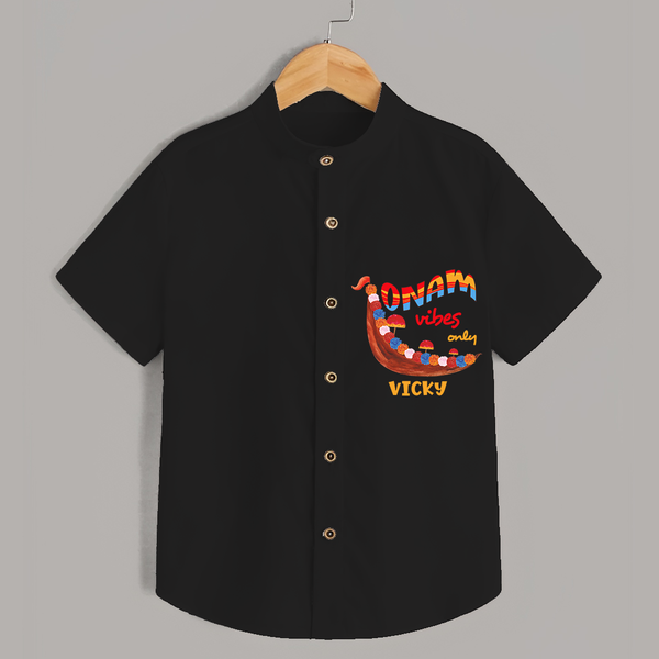 Onam Vibes Only - Customised Shirt for kids - BLACK - 0 - 6 Months Old (Chest 23")