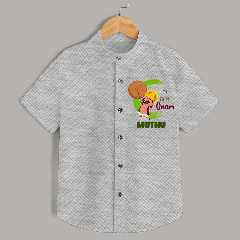 My 1st Onam Shirt | Custom Baby Shirt to Celebrate Your Baby's First Onam - GREY - 0 - 6 Months Old (Chest 23")