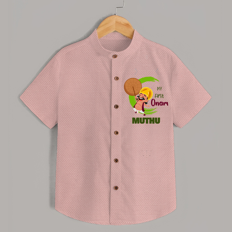My 1st Onam Shirt | Custom Baby Shirt to Celebrate Your Baby's First Onam - PEACH - 0 - 6 Months Old (Chest 23")