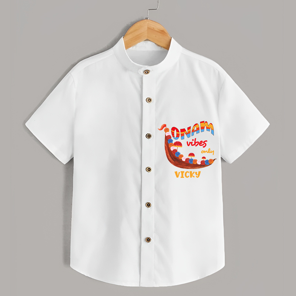 Onam Vibes Only - Customised Shirt for kids - WHITE - 0 - 6 Months Old (Chest 23")