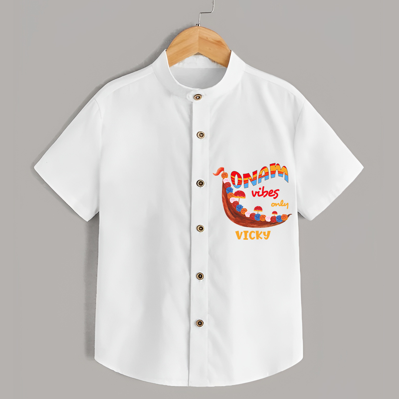 Onam Vibes Only - Customised Shirt for kids - WHITE - 0 - 6 Months Old (Chest 23")