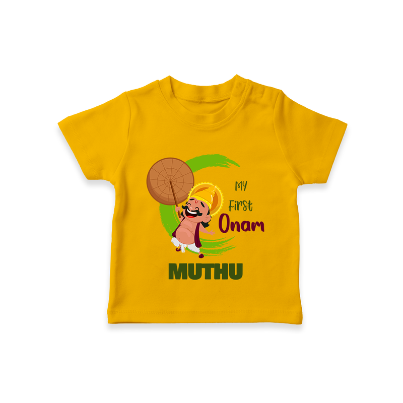 My 1st Onam T-Shirt | Custom Baby T-Shirt to Celebrate Your Baby's First Onam - CHROME YELLOW - 0-5 Months Old (Chest 17")