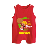 My 1st Onam Romper Suit / Sleeveless Romper | Custom Baby Romper Suit / Sleeveless Romper to Celebrate Your Baby's First Onam - RED - 0 - 5 Months Old (Chest 18")