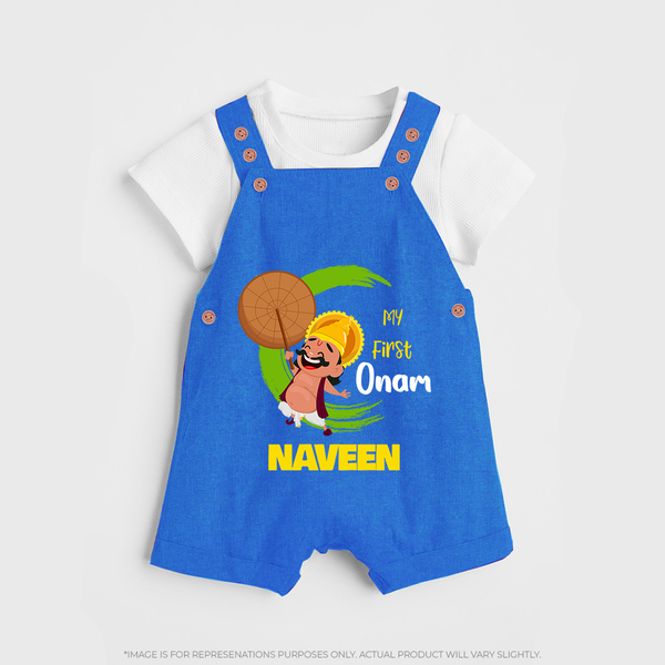 My 1st Onam Dungaree Set | Custom Baby Dungaree Set to Celebrate Your Baby's First Onam - COBALT BLUE - 0 - 5 Months Old (Chest 18")