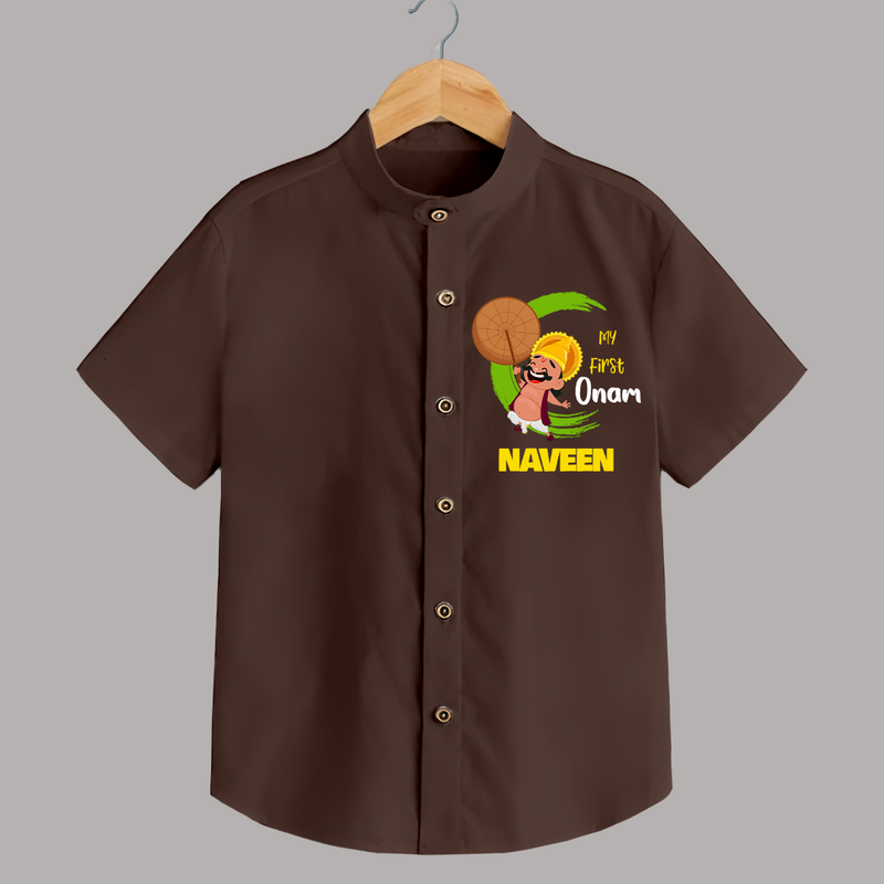 My 1st Onam Shirt | Custom Baby Shirt to Celebrate Your Baby's First Onam - CHOCOLATE BROWN - 0 - 6 Months Old (Chest 23")