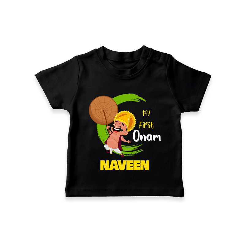 My 1st Onam T-Shirt | Custom Baby T-Shirt to Celebrate Your Baby's First Onam - BLACK - 0-5 Months Old (Chest 17")