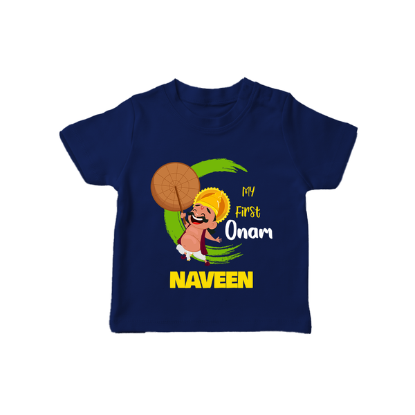 My 1st Onam T-Shirt | Custom Baby T-Shirt to Celebrate Your Baby's First Onam - NAVY BLUE - 0-5 Months Old (Chest 17")