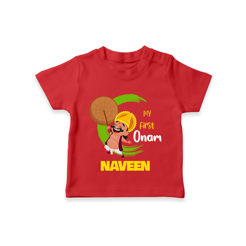 My 1st Onam T-Shirt | Custom Baby T-Shirt to Celebrate Your Baby's First Onam - RED - 0-5 Months Old (Chest 17")