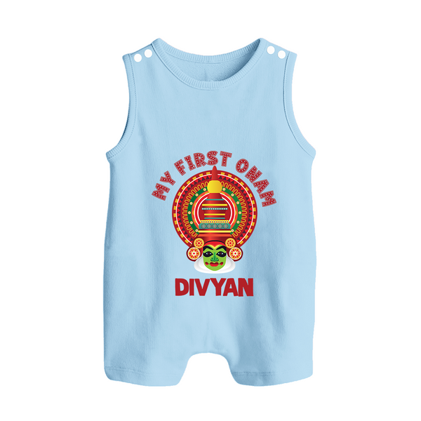 My First Onam Special Edition Romper Suit / Sleeveless Romper | Personalized Baby Romper Suit / Sleeveless Romper for Onam Festival - BABY BLUE - 0 - 5 Months Old (Chest 18")