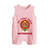 My First Onam Kathakali Heritage Button Romper - BABY PINK - New Born (Chest 18")