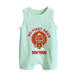 My First Onam Special Edition Romper Suit / Sleeveless Romper | Personalized Baby Romper Suit / Sleeveless Romper for Onam Festival - MINT GREEN - 0 - 5 Months Old (Chest 18")