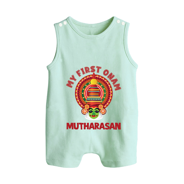 My First Onam Kathakali Heritage Button Romper - MINT GREEN - New Born (Chest 18")