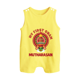 My First Onam Kathakali Heritage Button Romper - PASTEL YELLOW - New Born (Chest 18")