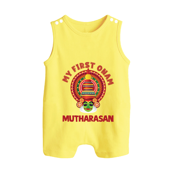 My First Onam Kathakali Heritage Button Romper - PASTEL YELLOW - New Born (Chest 18")