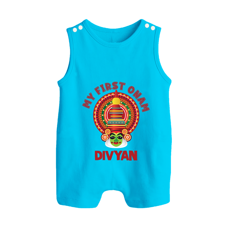 My First Onam Special Edition Romper Suit / Sleeveless Romper | Personalized Baby Romper Suit / Sleeveless Romper for Onam Festival - SKY BLUE - 0 - 5 Months Old (Chest 18")