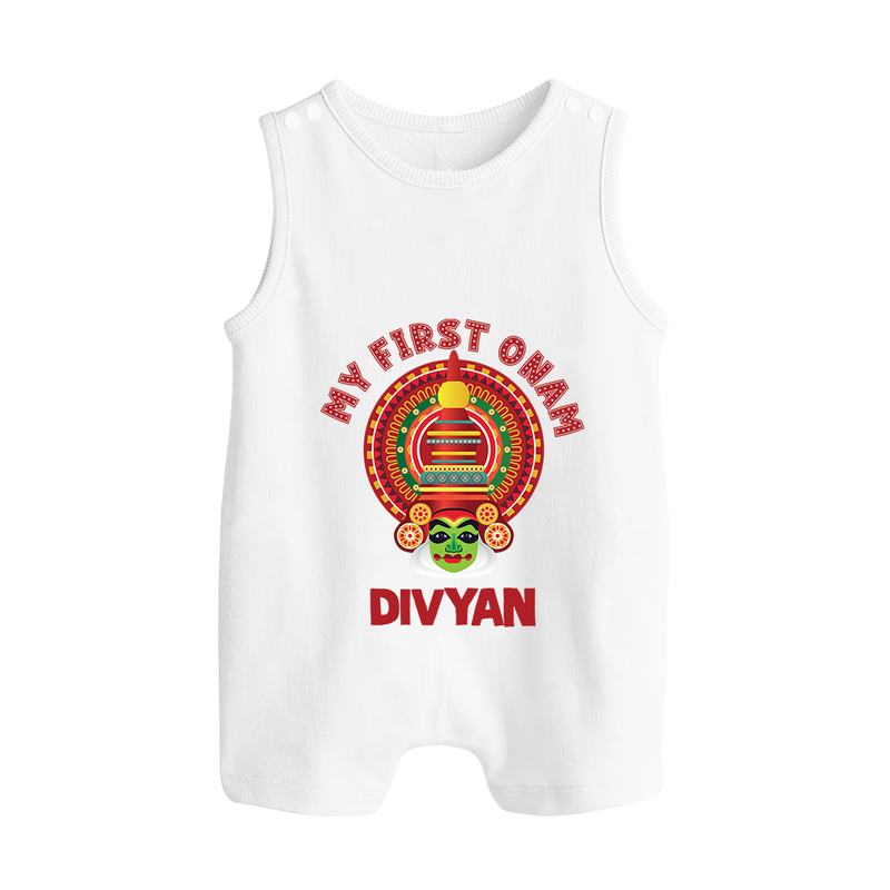 My First Onam Special Edition Romper Suit / Sleeveless Romper | Personalized Baby Romper Suit / Sleeveless Romper for Onam Festival - WHITE - 0 - 5 Months Old (Chest 18")