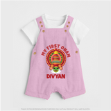 My First Onam Special Edition Dungaree Set | Personalized Baby Dungaree Set for Onam Festival - BABY PINK - 0 - 5 Months Old (Chest 18")