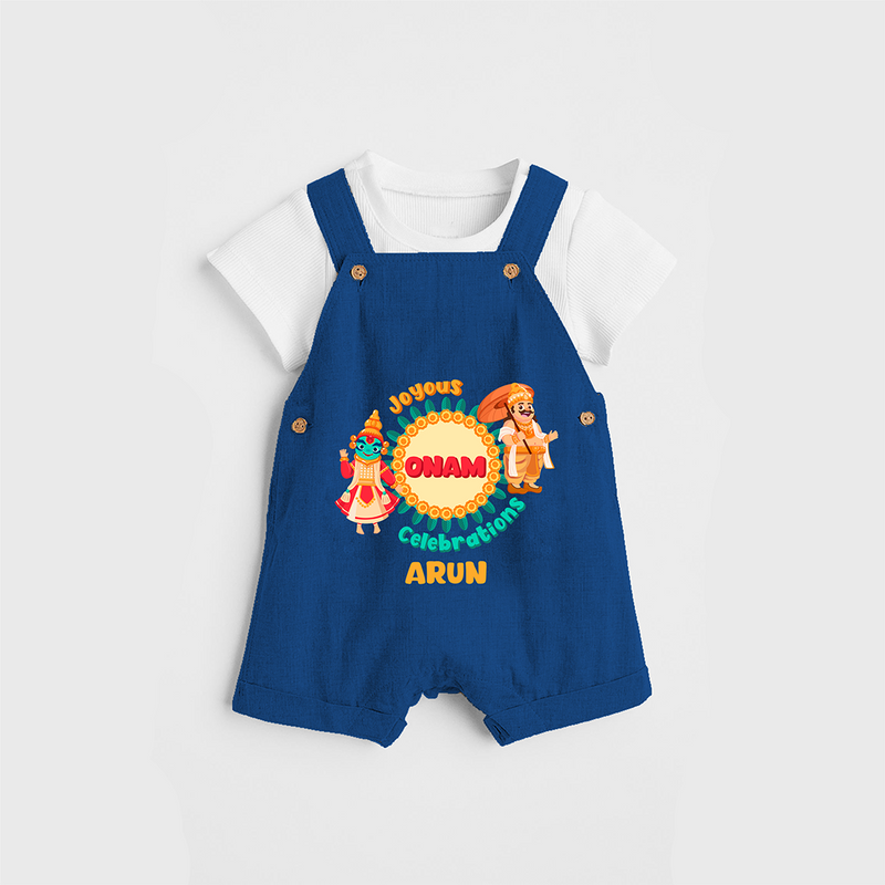 Joyous Onam Celebrations - Customised Dungaree for kids - COBALT BLUE - 0 - 5 Months Old (Chest 18")