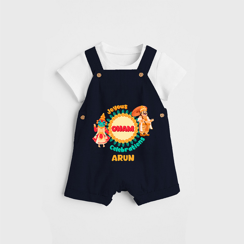 Joyous Onam Celebrations - Customised Dungaree for kids - NAVY BLUE - 0 - 5 Months Old (Chest 18")