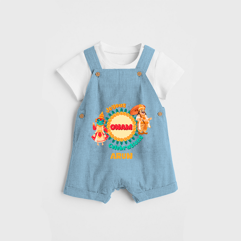 Joyous Onam Celebrations - Customised Dungaree for kids - SKY BLUE - 0 - 5 Months Old (Chest 18")