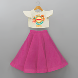 Joyous Onam Celebrations - Customised Crop Top and Skirt  for kids - FUSCHIA - 0-6 Month Old (Chest 20") (Frock Waist 20")