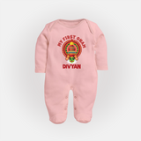 My First Onam Special Edition Sleep Suit | Personalized Baby Sleep Suit for Onam Festival - BABY PINK - New Born (Chest 7.5")
