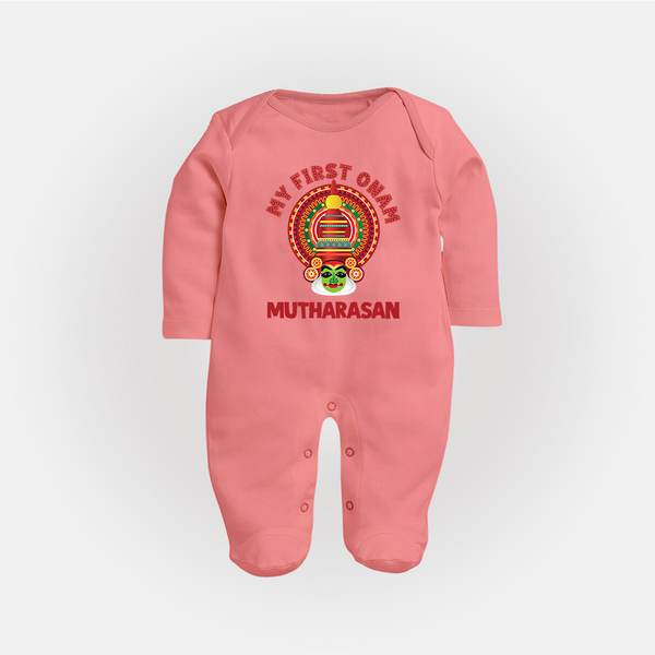 My First Onam Kathakali Heritage Full Body Suit - PEACH - New Born (Chest 7.5")