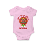 My First Onam Special Edition Romper / Onesie | Personalized Baby Romper / Onesie for Onam Festival - BABY PINK - New Born (Chest 14")
