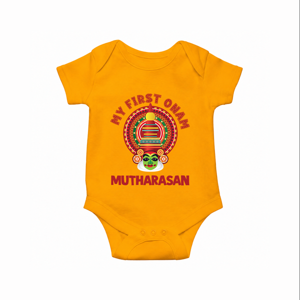 My First Onam Kathakali Heritage Romper - CHROME YELLOW - New Born (Chest 14")