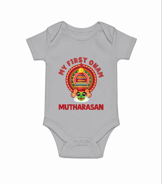 My First Onam Kathakali Heritage Romper - GREY - New Born (Chest 14")