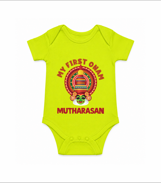My First Onam Kathakali Heritage Romper - LIME GREEN - New Born (Chest 14")