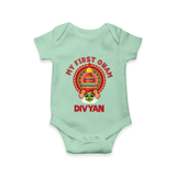 My First Onam Special Edition Romper / Onesie | Personalized Baby Romper / Onesie for Onam Festival - MINT GREEN - New Born (Chest 14")