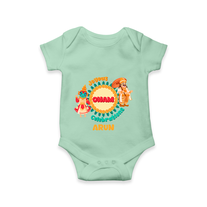 Joyous Onam Celebrations - Customised Onesies for kids - MINT GREEN - 0-3Month Old (Chest 16")