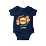 Joyous Onam Celebrations - Customised Onesies for kids - NAVY BLUE - 0-3Month Old (Chest 16")