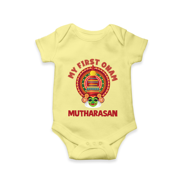 My First Onam Kathakali Heritage Romper - PASTEL YELLOW - New Born (Chest 14")