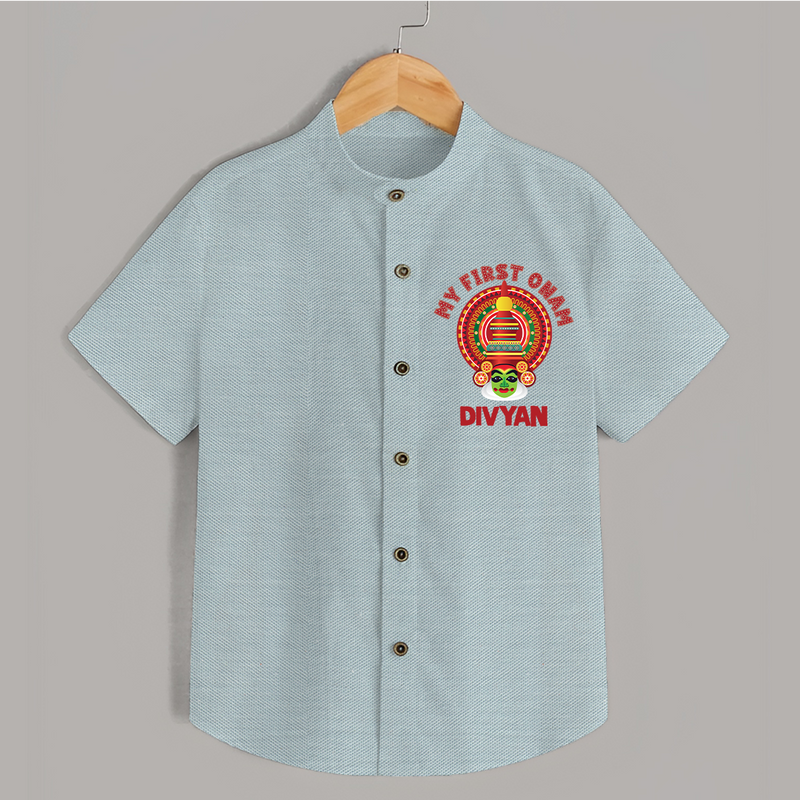 My First Onam Special Edition Shirt | Personalized Baby Shirt for Onam Festival - ARCTIC BLUE - 0 - 6 Months Old (Chest 23")