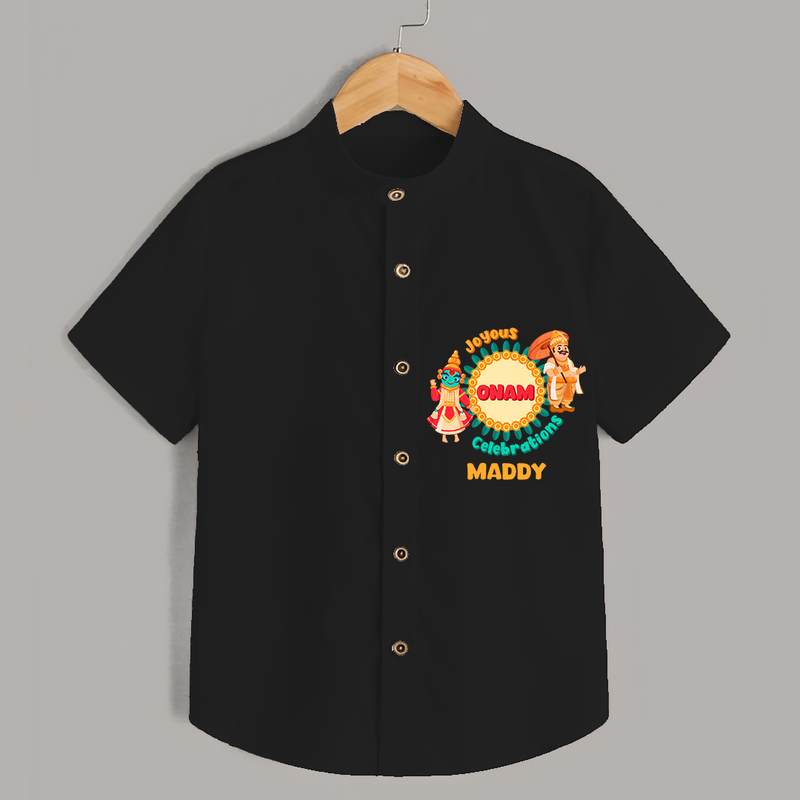 Joyous Onam Celebrations - Customised Shirt for kids - BLACK - 0 - 6 Months Old (Chest 23")