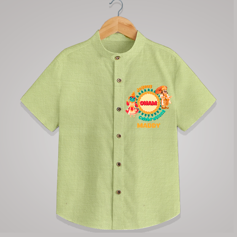 Joyous Onam Celebrations - Customised Shirt for kids - PASTEL GREEN - 0 - 6 Months Old (Chest 23")