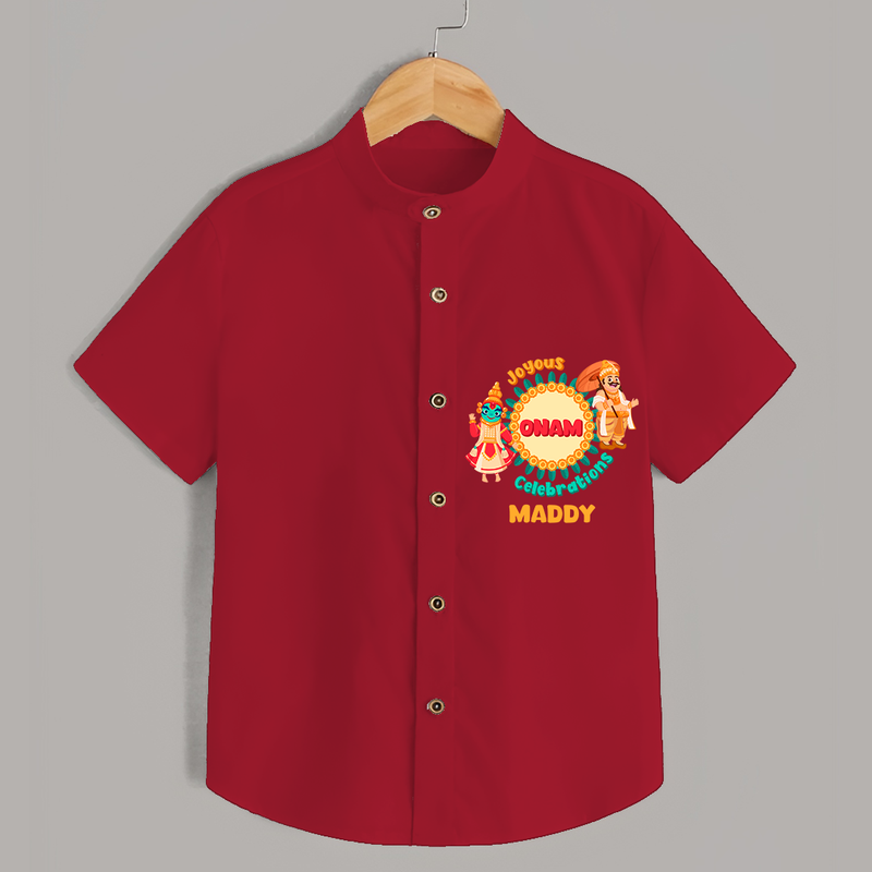 Joyous Onam Celebrations - Customised Shirt for kids - RED - 0 - 6 Months Old (Chest 23")