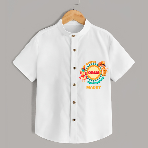 Joyous Onam Celebrations - Customised Shirt for kids - WHITE - 0 - 6 Months Old (Chest 23")