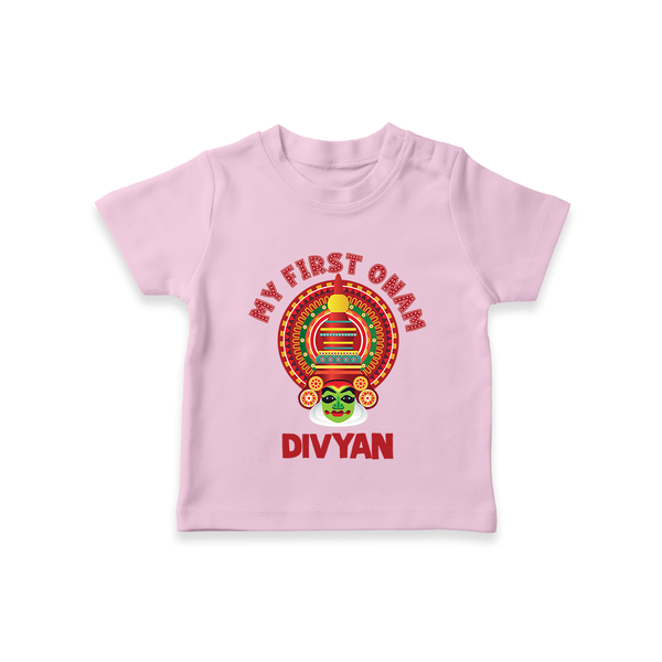 My First Onam Special Edition T-Shirt | Personalized Baby T-Shirt for Onam Festival - BABY PINK - 0-5 Months Old (Chest 17")