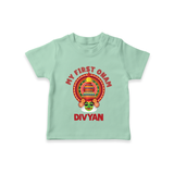 My First Onam Special Edition T-Shirt | Personalized Baby T-Shirt for Onam Festival - MINT GREEN - 0-5 Months Old (Chest 17")