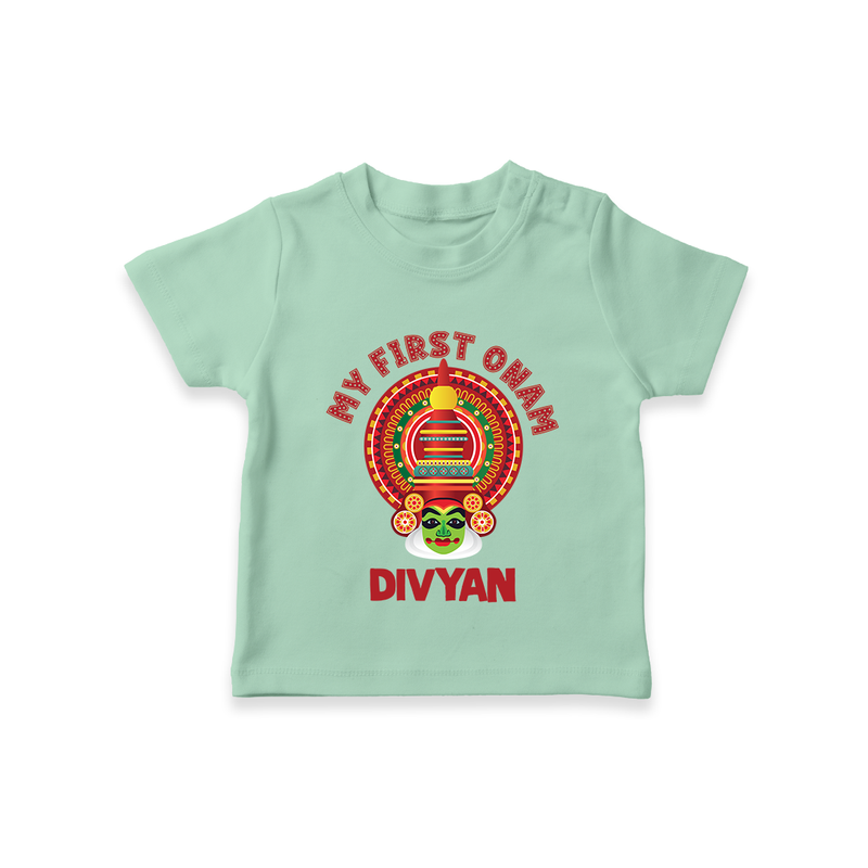 My First Onam Special Edition T-Shirt | Personalized Baby T-Shirt for Onam Festival - MINT GREEN - 0-5 Months Old (Chest 17")