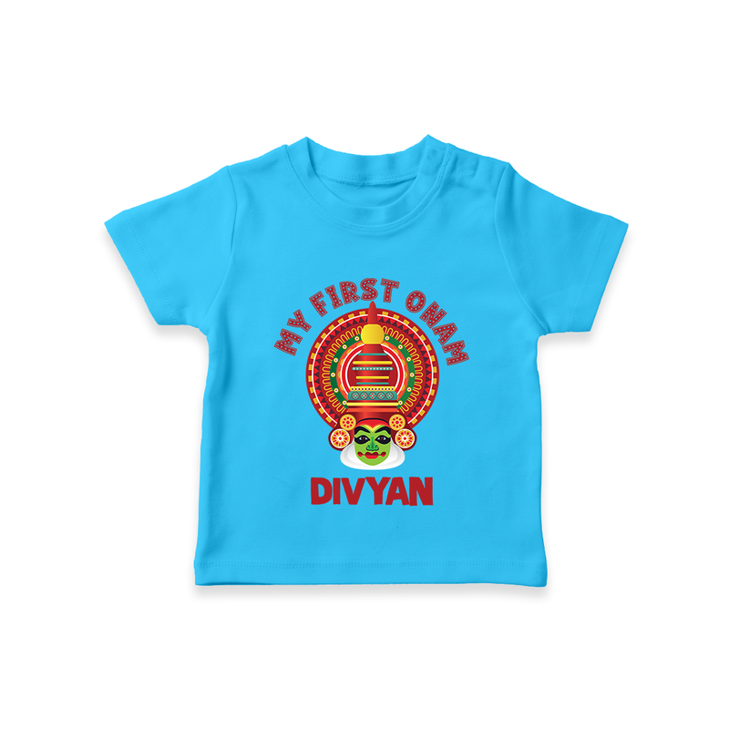 My First Onam Special Edition T-Shirt | Personalized Baby T-Shirt for Onam Festival - SKY BLUE - 0-5 Months Old (Chest 17")